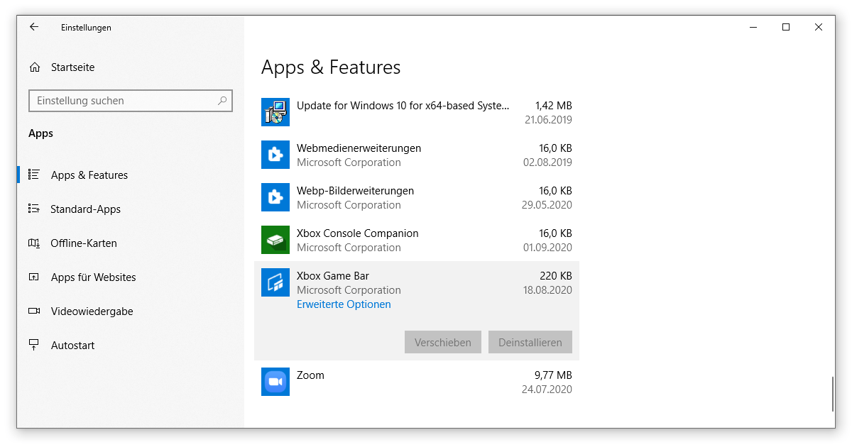Über einen Umweg lässt sich die Xbox Game Bar deinstallieren