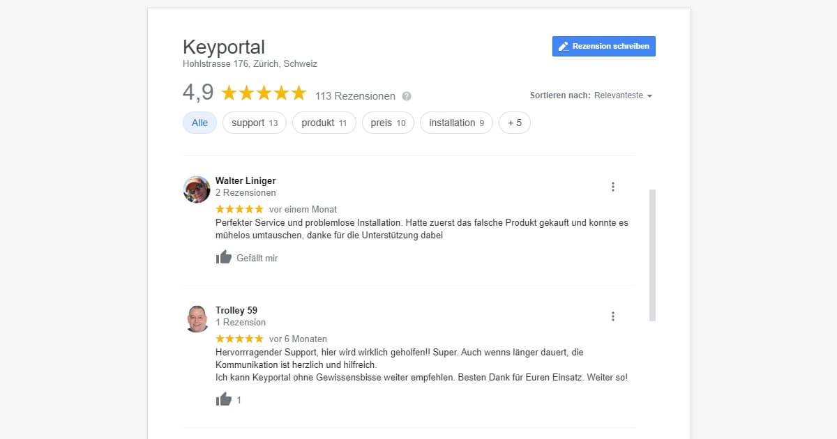 Hier kannst du jede keyportal Bewertung nachvollziehen