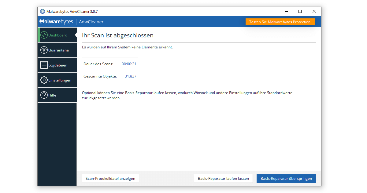 Auf den AdwCleaner Download folgt der entscheidende Scan