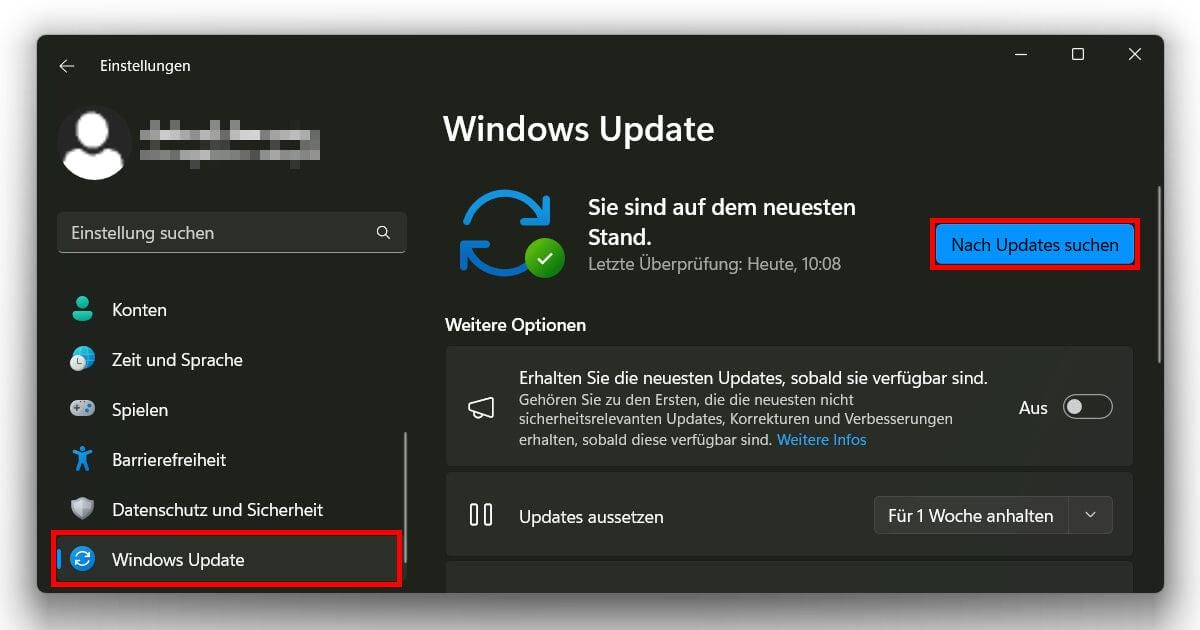 Mit Updates von Microsoft auf Fehler überprüfen