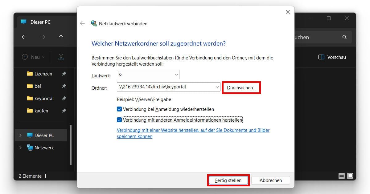 Jetzt ein Windows 11 Netzlaufwerk hinzufügen