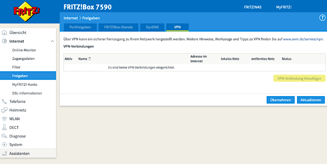 Auf deiner FritzBox VPN einrichten und den Router verbinden