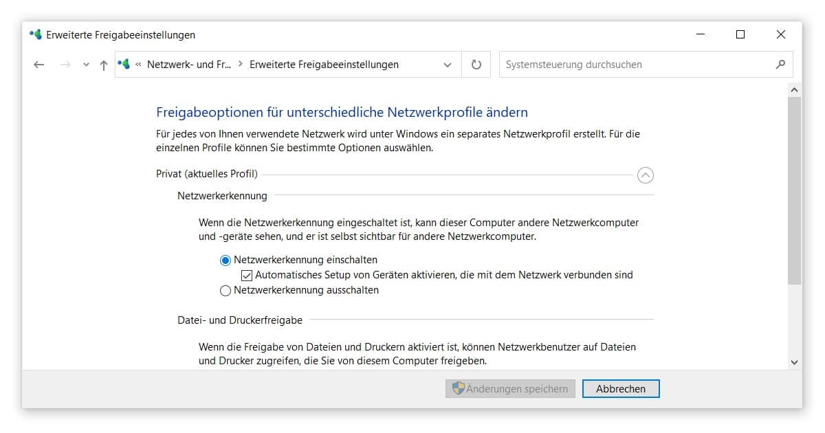 Der letzte Schritt, um bei Windows 10 dein Netzwerk einrichten und anzeigen zu können