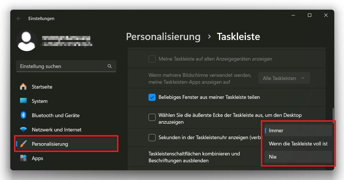 Besser immer die Windows 11 Taskleiste nicht gruppieren