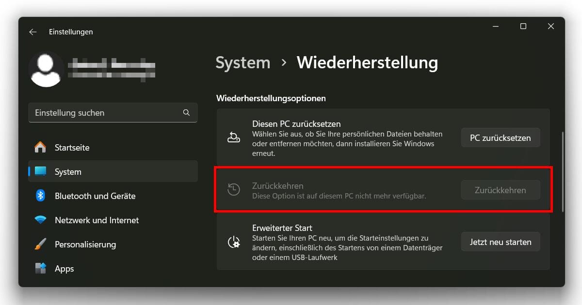 Sofort von Windows 11 zurück zu Windows 10