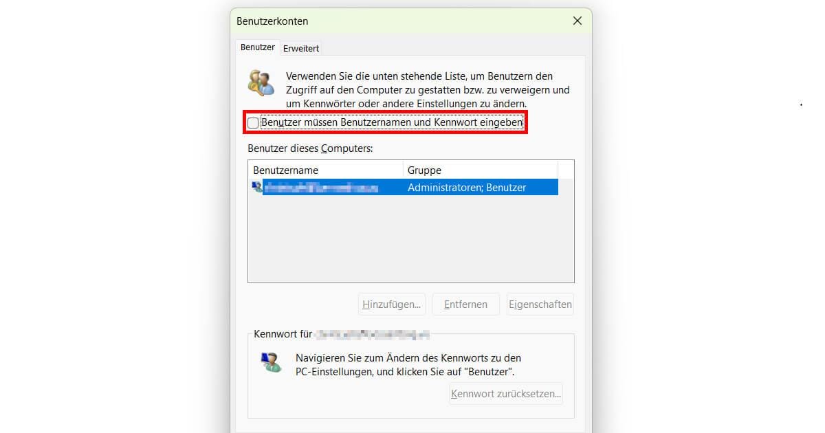 Einstellungen beim Windows 11 Kennwort ändern