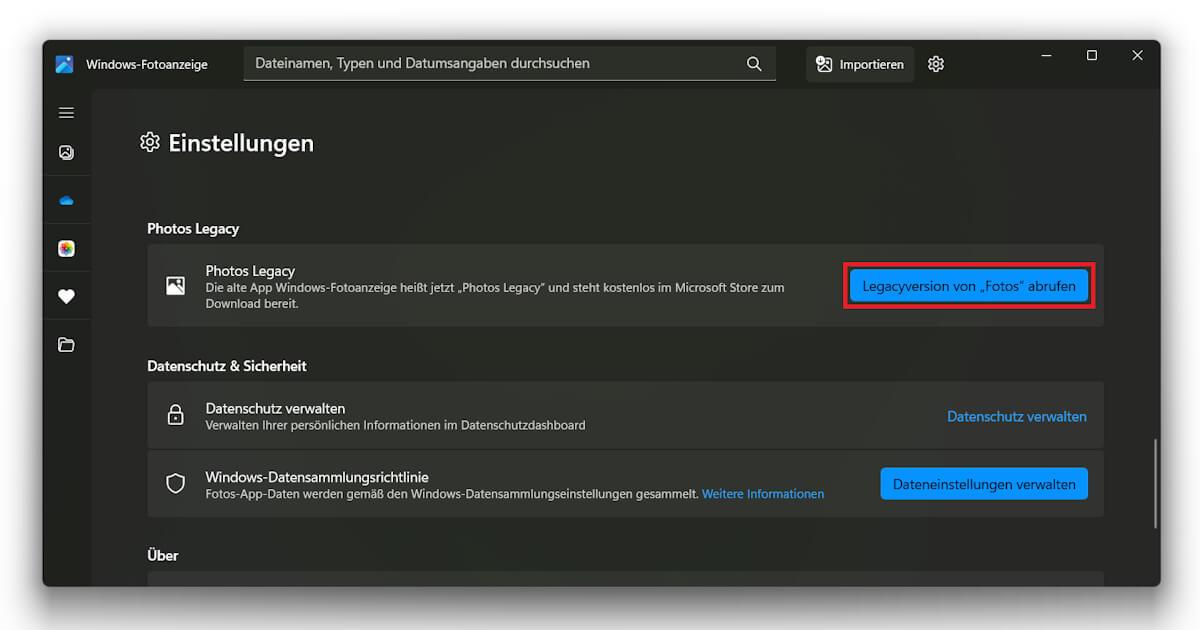 Fündig werden in den Windows 11 Fotoanzeige Einstellungen