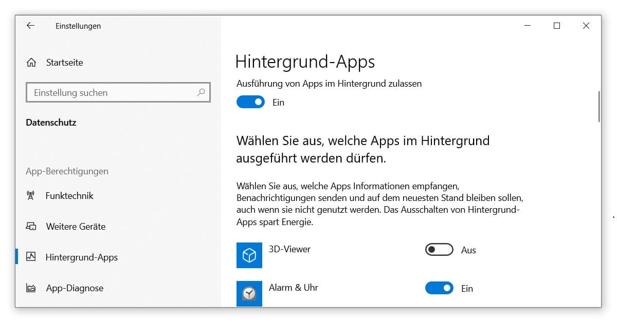 Deinen PC aufräumen, indem du die Ausführung von Apps im Hintergrund stoppst