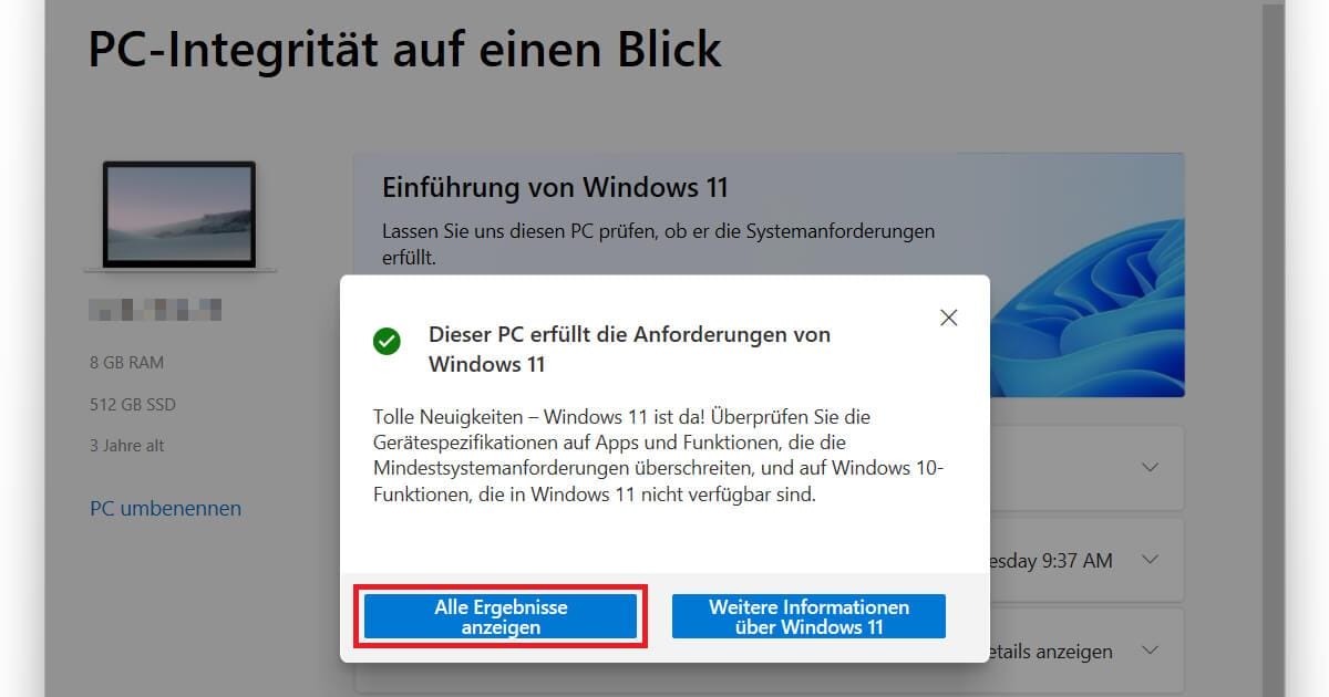 Tolle Neuigkeiten im PC Health Check