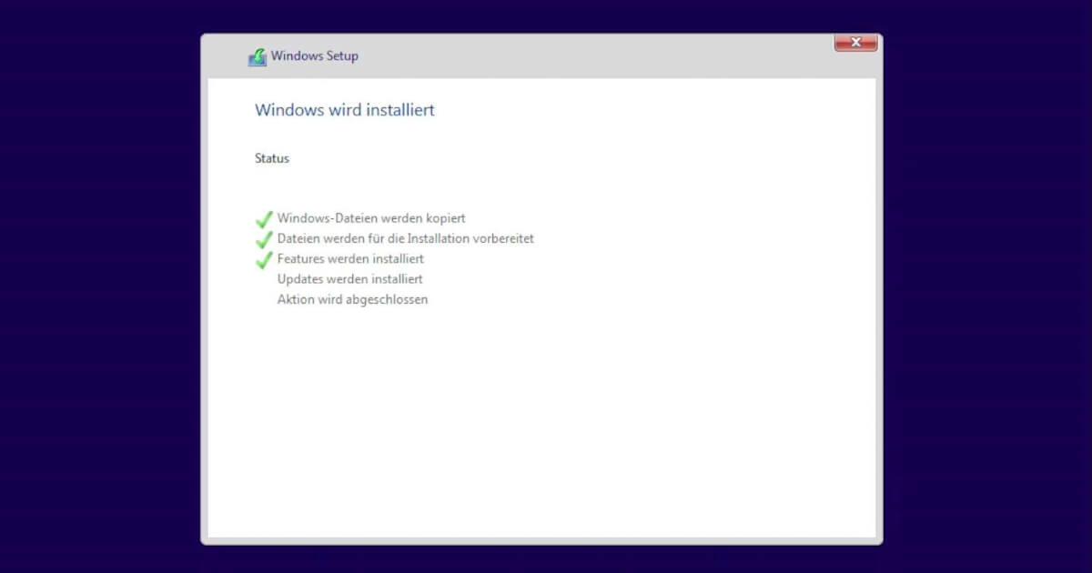 Endlich wird dein Betriebssystem installiert