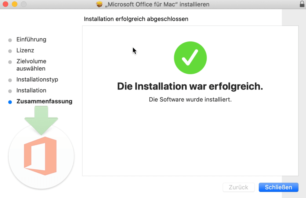 Der Installationsmanager ist jetzt fertig und kann geschlossen werden